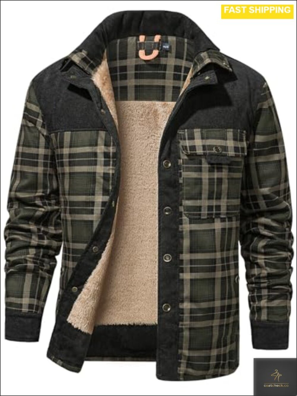 Men's Vintage Plaid Flannel Button Down Shirt Jacket Long Sleeve Padded Casual
